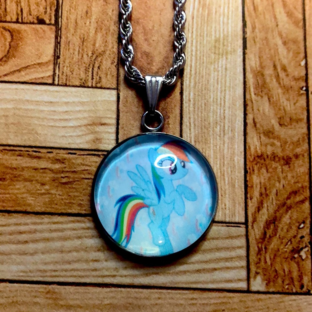 Custom made rainbow dash (my little pony) Charm with necklace